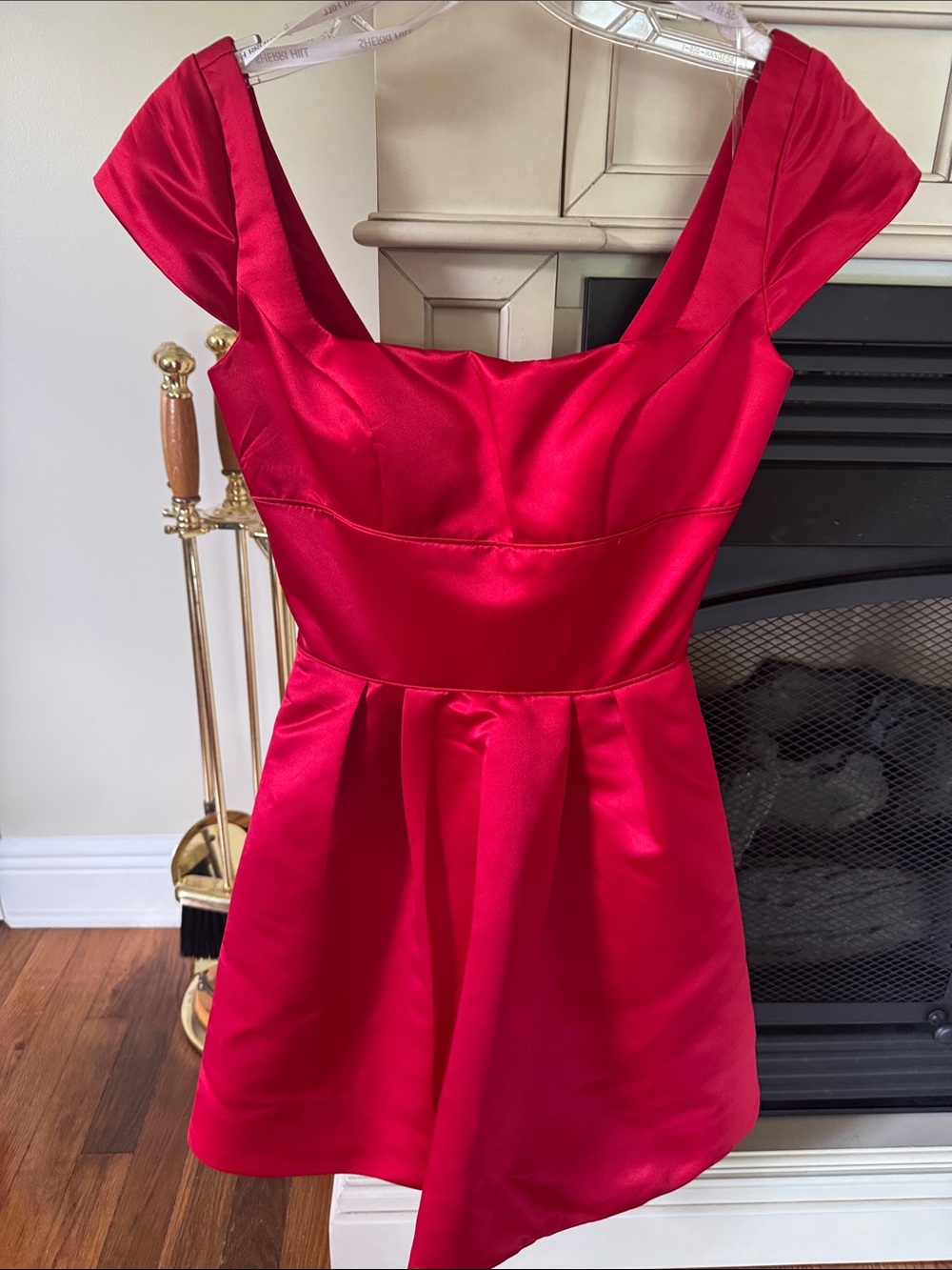 Sherri Hill Red Satin Mini Dress